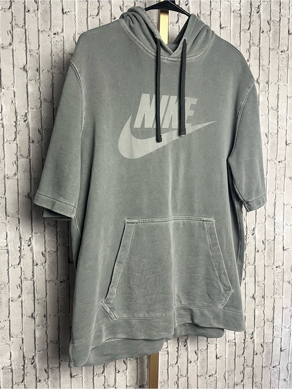 Nike Sportswear Club Wash Short Sleeve Hoodie Faded Gray large